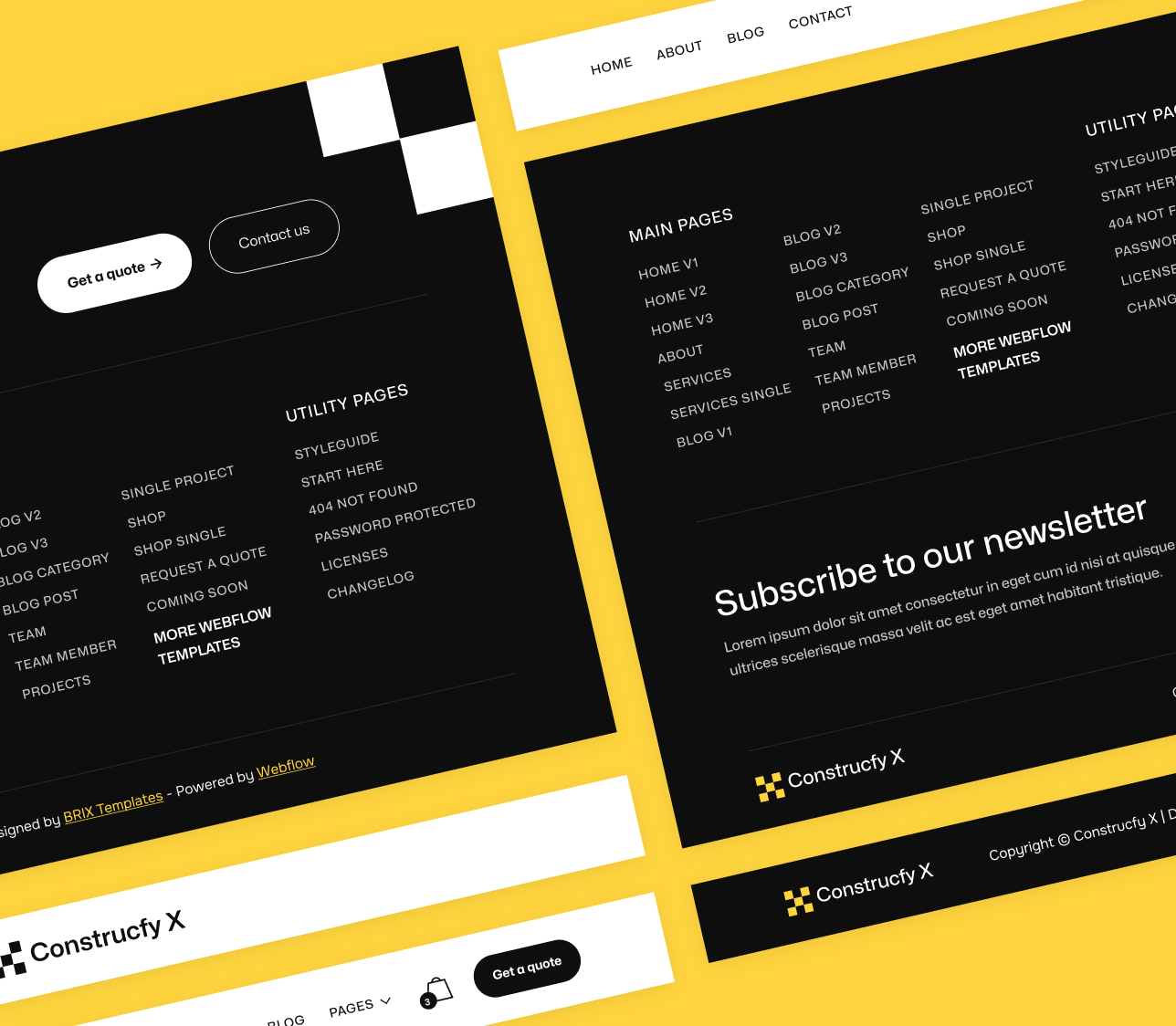 Contructify X - 3 Headers And Footers - Construction Webflow Template