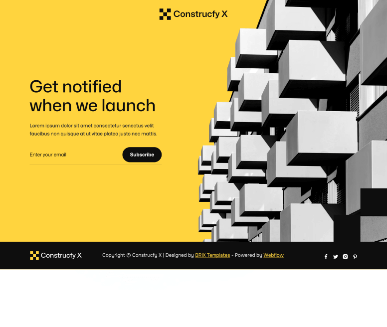 Contructify X - Coming Soon Page - Construction Webflow Template