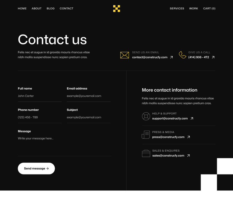 Contructify X - Contact V3 Page - Construction Webflow Template